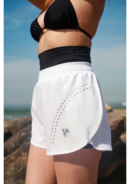 Kadın Havuz Deniz Şortu Lazerli - Içden Taytlı Ekstra Bel ve Göbek Korseli fiyatları