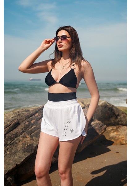 Kadın Havuz Deniz Şortu Lazerli - Içden Taytlı Ekstra Bel ve Göbek Korseli modelleri