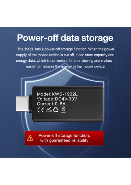 KWS-1902L Tip-C Akım Voltaj Monitörü 4-30V 0-8A Renk Ekran Amp Volt Ammetre Dedektör Gücü Depolama Beyaz (Yurt Dışından) indirimleri