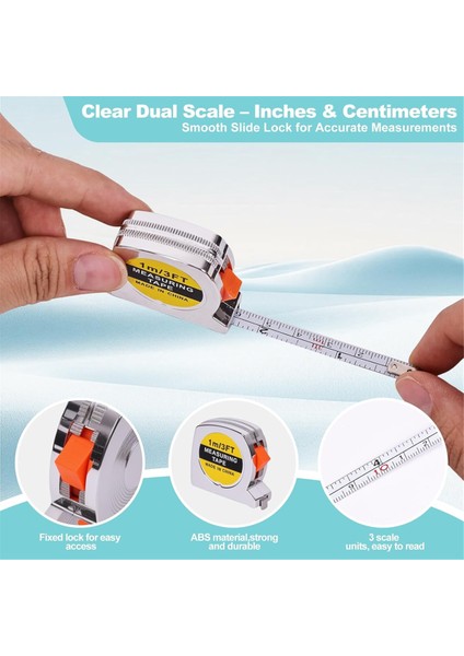100 Pcs Mini Bant Memperi Anahtarlıklar, Slayt Kilidi ile 1,5 Inç Geri Çekilebilir Ölçüm Bantları, 1m/3ft Cetvel Anahtar Halkaları Iyilikler (Yurt Dışından) indirimleri