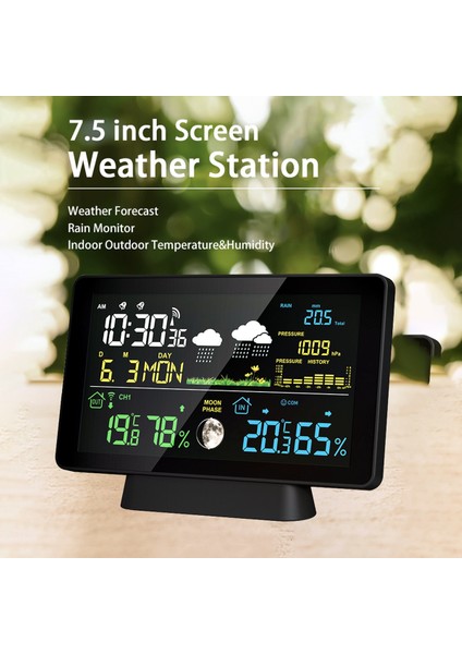 7.5 Inç Renkli LCD Kablosuz Hava Tahmin Istasyonu Dijital Termometre Higometre Trend Barometre Ay Faz Eu Fiş (Yurt Dışından) modelleri