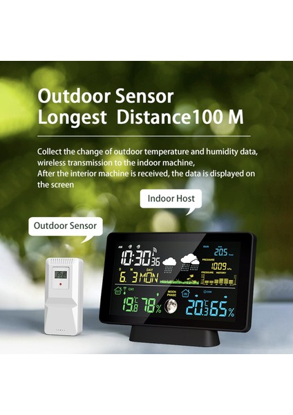 7.5 Inç Renkli LCD Kablosuz Hava Tahmin Istasyonu Dijital Termometre Higometre Trend Barometre Ay Faz Eu Fiş (Yurt Dışından) indirimleri