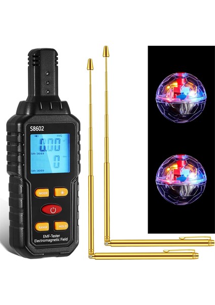 5 Parçalı Ghostunting Ekipmanı Kiti 1 Emf Radyasyon Dedektörü 2 LED Kedi Topları 2 Bakır Palet Kutupları (Yurt Dışından)