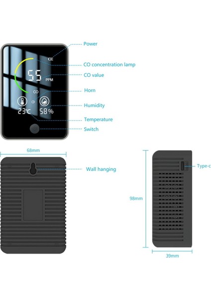 3&#39;ü 1 Arada Hava Kalitesi Dedektörü, Karbon Monoksit Sıcaklık Nem Dedektörü, Evler Için Kapalı Co Alarm Dedektörü, Araba (Yurt Dışından) fiyatları
