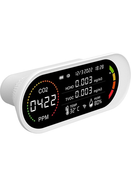 5 Arada 1 Hava Kalitesi Dedektörü Tvoc Hcho Co2 Metre Karbon Dioksit Sıcaklık Nem Testi Hava Kalitesi Monitörü A (Yurt Dışından)