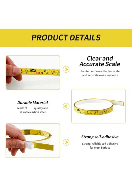 2 Paket Çelik Kendi Kendine Yapışkan Ölçüm Bandı, Sağdan Sola 200CM Veya 78 Inçlik Emperyal ve Metrik Cetvel Bandı Okuma (Yurt Dışından) fırsatları