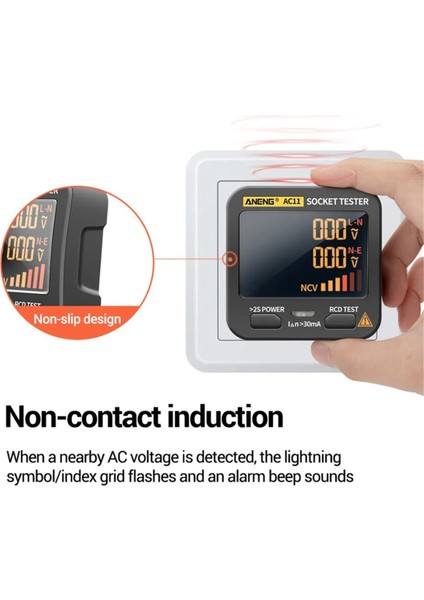 Aneng AC11 Dijital Akıllı Soket Test Cihazı Voltaj Testi Soket Dedektörü Toprak Nötr Faz Kontrolü Rcd Ncv Testi Us-Plug (Yurt Dışından) fiyatları