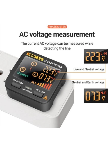 Aneng AC11 Dijital Akıllı Soket Test Cihazı Voltaj Testi Soket Dedektörü Toprak Nötr Faz Kontrolü Rcd Ncv Testi Us-Plug (Yurt Dışından) modelleri