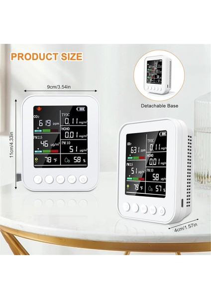 Pm2.5 ile Akıllı 7 Arada 1 Hava Kalitesi Monitörü, Alarm, Sıcaklık ve Nem Sensörleri ile Co2 Detektörü, LED Ekran (Yurt Dışından) fiyatları