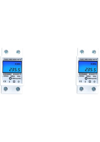 2x Dın Ray Dijital Tek Faz Sıfırlama Sıfır Enerji Ölçer Ac 220V Kwh Voltaj Akım Güç Tüketimi Ölçer A (Yurt Dışından)