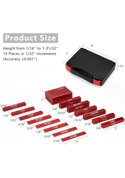 Kurulum Bloklar Ahşap Işleme Yüksekliği Gauge Set 15 Pc Set Barları, Yönlendirici Tablosu ve Tablo Testere Aksesuarları Kırmızı (Yurt Dışından) indirimleri