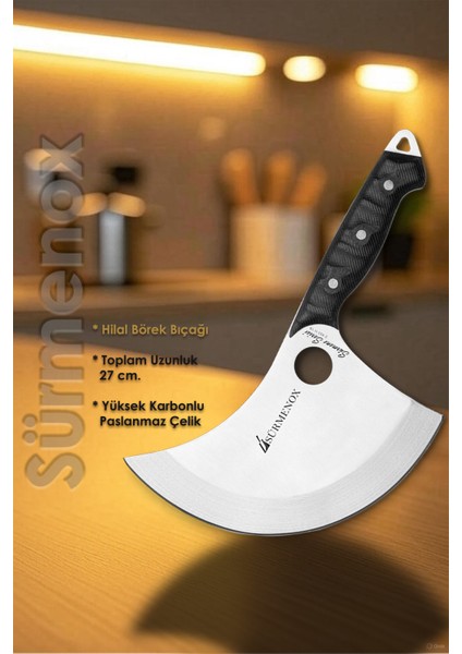 Sürmene Serisi Mutfak Bıçak Hilal Börek Bıçağı Pizza Pide Bıçağı Siyah Verzalit Sap HDS-142 fiyatları