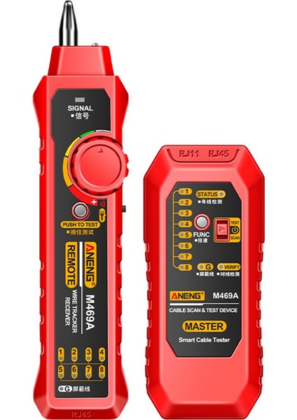 Aneng M469A Ağ Kablosu Bulucu RJ45 RJ11 Lan Kablo Bulucu Test Cihazı Anti-Intavim Test Enstrüman Ağı Onarımı, Kırmızı (Yurt Dışından)