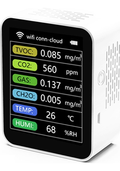 Taya Smart Wıfı Co2 Dedektör Sensörü Hava Kalitesi Monitörü Tvoc Co2 Gaz CH2O Sıcaklık Nem Ölçüm Metre Dedektörü, Beyaz (Yurt Dışından) modelleri