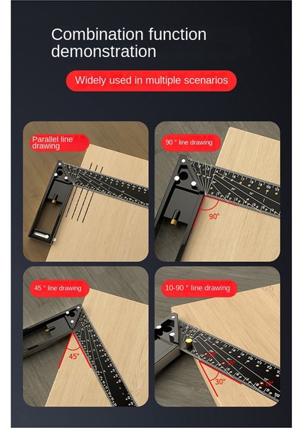 Çok Açılı Ölçüm Cetveli-Yüksek Kaliteli Profesyonel Ölçüm Aracı, Evrensel Kombinasyon Açısı, 45/90 Derece (Yurt Dışından) fiyatları