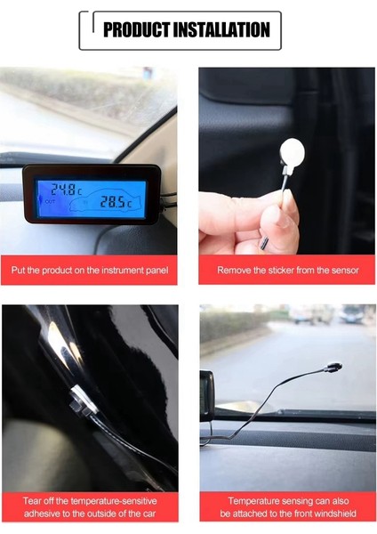 Mini Dijital Araba LCD Ekran Kapalı Dış Mekan Termometresi 12V Araçlar Dijital Termometre (Yurt Dışından) fırsatları