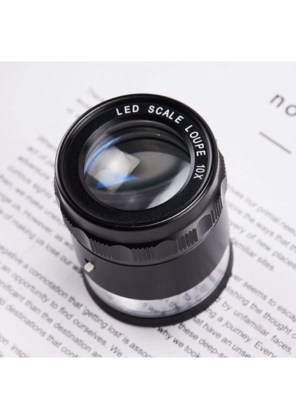 LED Ölçek Loupe 10X Işıklı Masaüstü Büyüteç Metal Çıkarılabilir Retikül Kaplamalı Optik Cam Lens Odağı Ayarlanabilir A (Yurt Dışından) modelleri