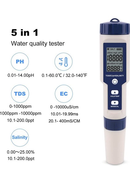 Su Kalitesi Test Kalemi EZ9909PH/ Tuzluluk/ Sıcaklık/ Tds/ Ec Beş Bir-Bir-Bir Test Kalemi Su Kalitesi Dedektörü Ph Test Kalemi (Yurt Dışından) fırsatları