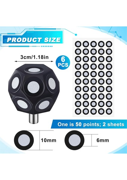 6 Pcs Çok Açılı Marker Seti 100 Point 3D Tarayıcı Işaretçileri Dot Stacters Tarama Sprey-Karar Turnifi 6mm Dot (Yurt Dışından) fiyatları