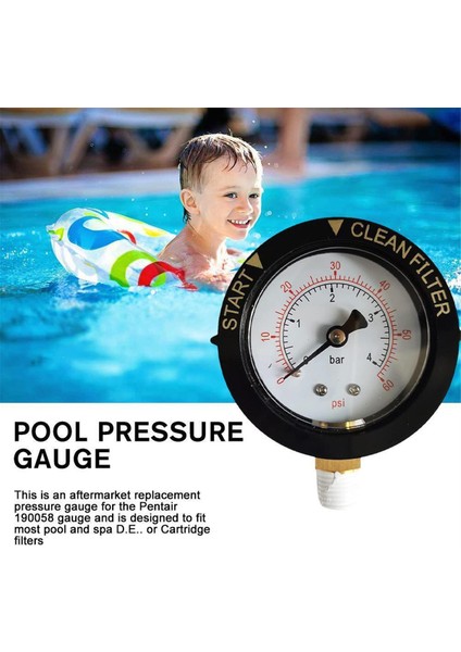 190058 Basınç Göstergesi 0-60 Psi, 1/4 Inç Npt Alt Montaj Yüzme Havuzu ile Filtre Su Basınç Göstergesi Başlatın ve Temizleyin (Yurt Dışından) fırsatları