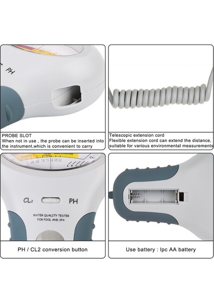 2 Arada 1 Su Kalitesi Test Cihazı PC-102 Yüzme Havuzu Spa Su Klor Test Cihazı Cl2 Ölçüm (Yurt Dışından)