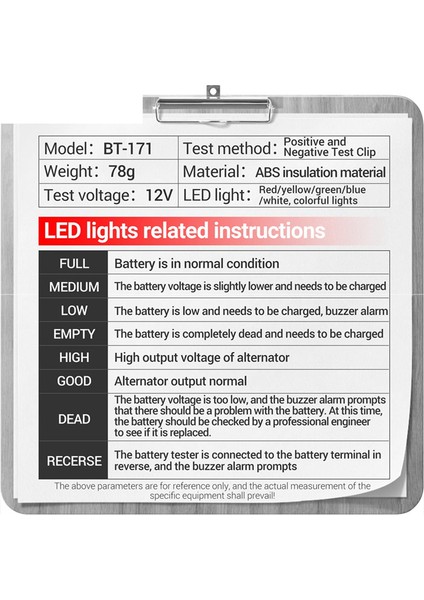 Aneng Pil Test Cihazı Araçları BT-171 Otomotiv Teşhis Araçları 12V Pil Analizörü (Yurt Dışından) fiyatları