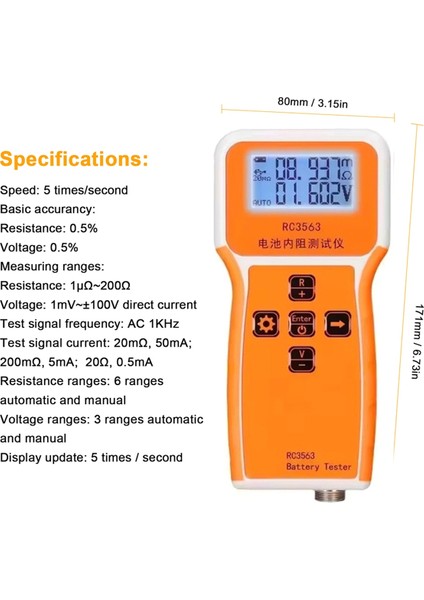 RC3563 18650 Pil Voltajı Dahili Direnç Test Cihazı Yüksek Hassasiyetli Trityum Lityum Demir Fosfat Pil Test Cihazı (Yurt Dışından)