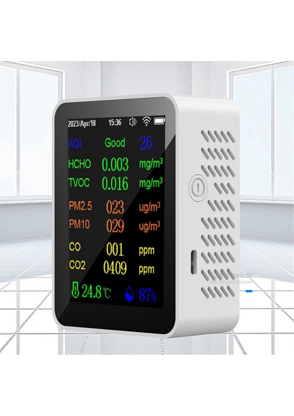 12 Arada 1 Hava Kalitesi Monitörü Co2 Monite Viyeti/ Tarih Ekran Wıfı Pm2.5 PM10 Co2 Co2 Tvoc Hcho Aqı Tester, Beyaz (Yurt Dışından) indirimleri
