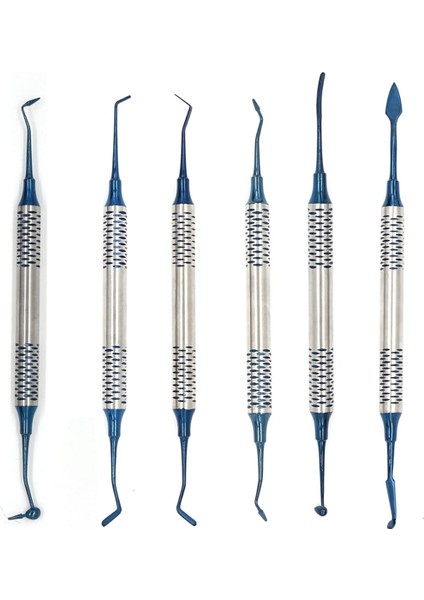 6 Adet Diş Kompozit Reçine Dolu Kazıyıcı, Sopa Olmayan Diş Doldurma Spatula, Çift Başlı Restorasyon Aracı, Mavi (Yurt Dışından)