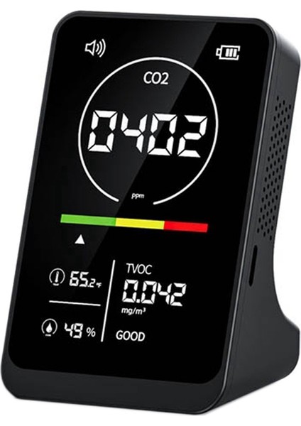 4 Arada 1 Dijital Hava Kalitesi Sayaç Şarj Edilebilir Co2 Tvoc Sıcaklık Nem Monitörü Co2 Dedektör Ev Için Alarm (Yurt Dışından)