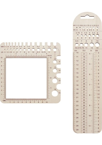 2 Adet Ahşap Örgü Gösterge Cetvelleri, Örme Iğne Göstergesi Kumaş Kapitone Cetvel Dikiş Için Ölçüm Aracı Tığ Işi Aksesuarları (Yurt Dışından)