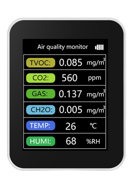 Taya Smart Wıfı Co2 Dedektör Sensörü Hava Kalitesi Monitörü Tvoc Co2 Gaz CH2O Sıcaklık Nem Ölçer Dedektörü, Siyah (Yurt Dışından) modelleri
