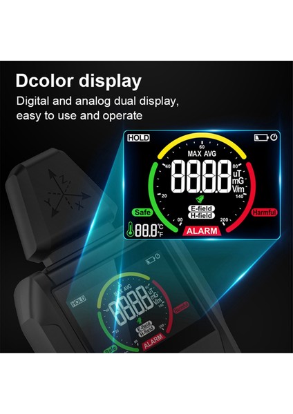 Mestek Taşınabilir Elektromanyetik Radyasyon Dedektörü Ev Sıcaklığı Nem Test Cihazı Dijital Renk Ekran Dedektörü (Yurt Dışından) fırsatları