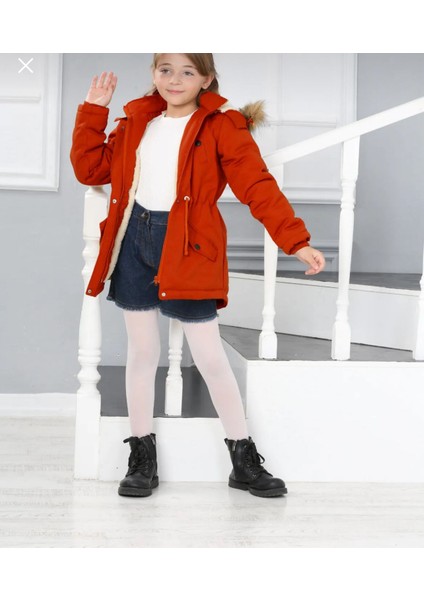 Kız Çocuk Su Geçirmez Çıkarılabilir Kapüşonlu Pelüş Kürk Astarlı Uzun Mont Kaban fırsatları