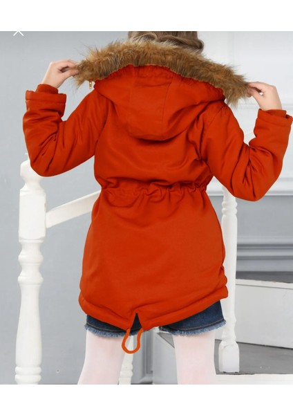 Kız Çocuk Su Geçirmez Çıkarılabilir Kapüşonlu Pelüş Kürk Astarlı Uzun Mont Kaban indirimleri