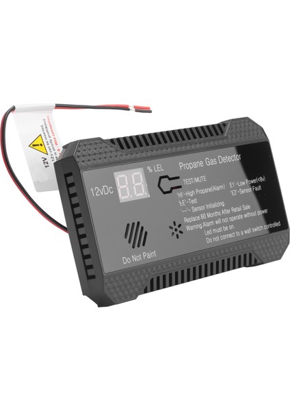 Propan Dedektörü 12V Lpg Doğal Gaz Sensörü Sızıntı Alarmı 85DB Siren Araba Rv Home Dijital Propan Test Cihazı (Siyah) (Yurt Dışından)
