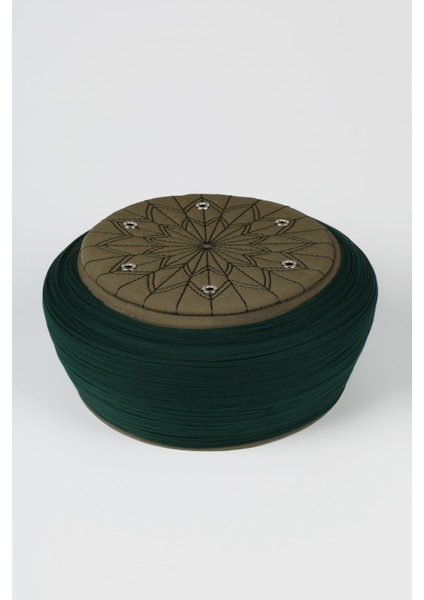 Talebe Sarığı - Yeşil Kumaş - Yeşil Takke - Düz Sarım - Kuş Gözü - 5 Metre