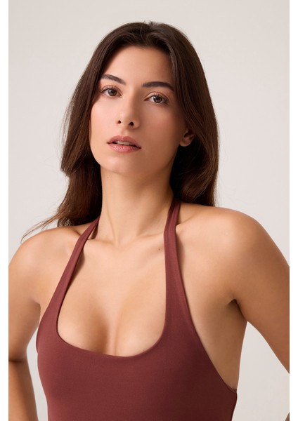 x Ece Bordo Halter Yaka Top Halter Tank