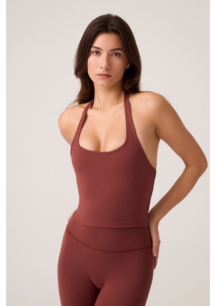 x Ece Bordo Halter Yaka Top Halter Tank