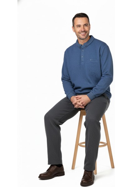 Erkek Kışlık Kazak Polo Yaka Oxford Fleto Cepli Dokulu Rahat Kesim Tam Kalıp fiyatları