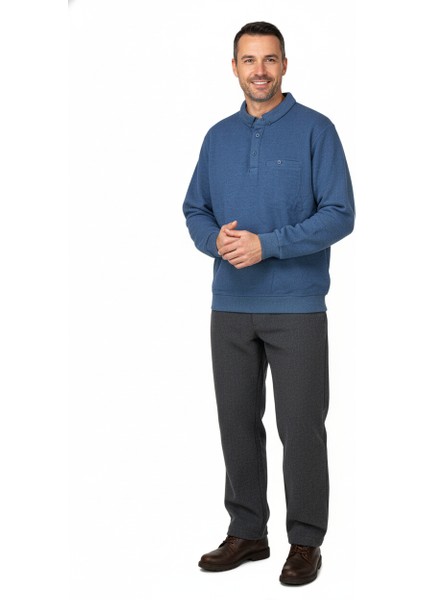 Erkek Kışlık Kazak Polo Yaka Oxford Fleto Cepli Dokulu Rahat Kesim Tam Kalıp modelleri