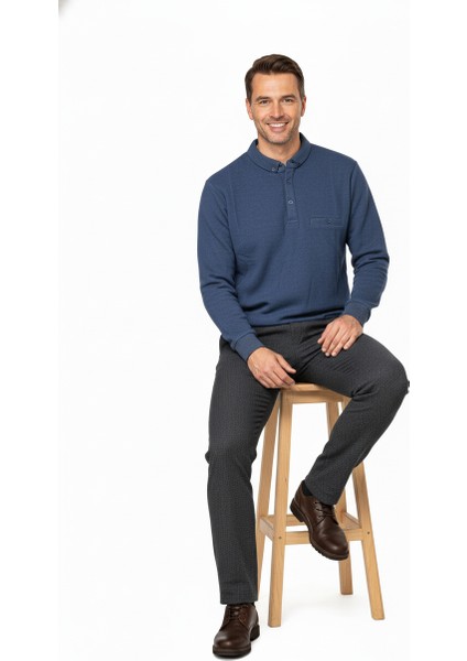 Erkek Kışlık Kazak Polo Yaka Oxford Fleto Cepli Dokulu Rahat Kesim Tam Kalıp fiyatları