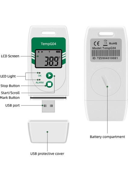 TEMPG04 USB Sıcaklık Veri Işlemcisi Cvs &amp; Pdf 32000 Puan Meyve Sebze Laboratuvarı Soğuk Zincir Taşımacılığı (Yurt Dışından) modelleri