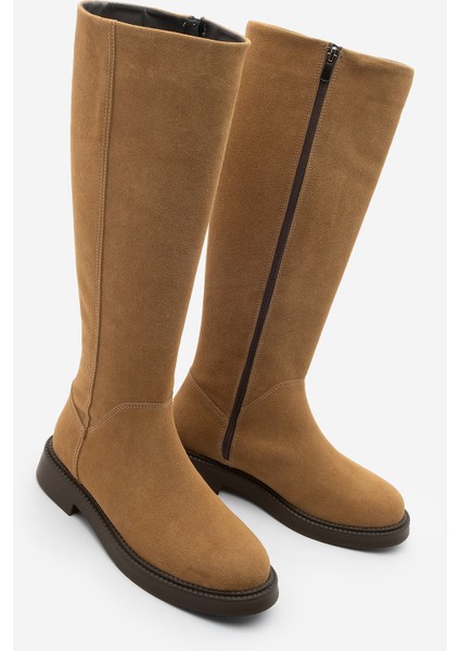 Kadın Günlük Binici Çizme Zunet Taba Süet