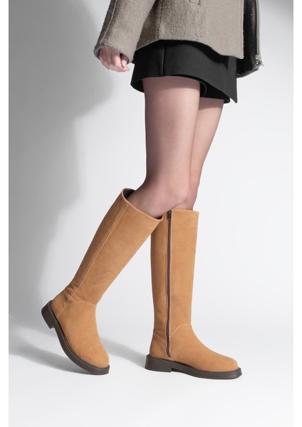 Kadın Günlük Binici Çizme Zunet Taba Süet fiyatları