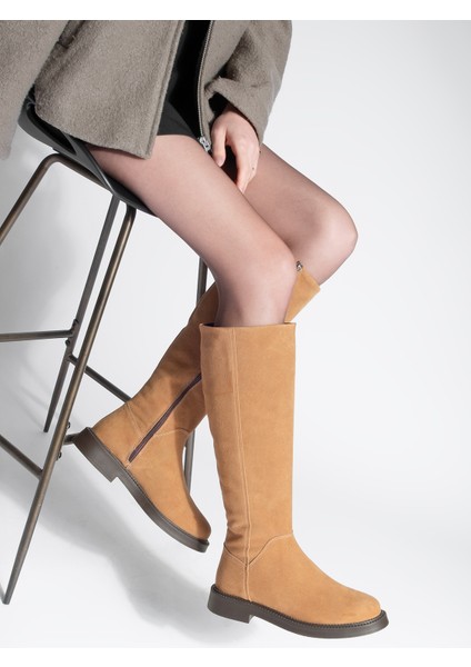 Kadın Günlük Binici Çizme Zunet Taba Süet fırsatları