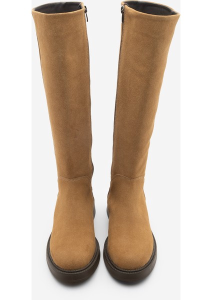 Kadın Günlük Binici Çizme Zunet Taba Süet