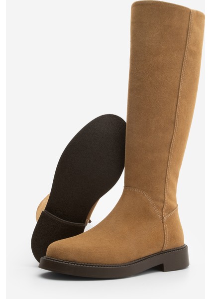 Kadın Günlük Binici Çizme Zunet Taba Süet
