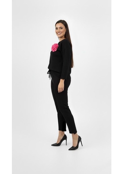 Kadın Büyük Beden Truvakar Kol Çiçek Detaylı Iki Iplik Eşofman Takımı 8224-26 fiyatları