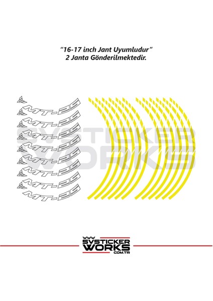 Yamaha Mt-25 Jant Sticker Dış ve Iç Set Sticker Jant Şeridi modelleri